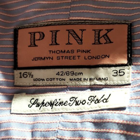 Thomas Pink Dress Shirt Sz Large / 16.5 Superfine Two Fold Dress Shirt - Picture 9 of 9